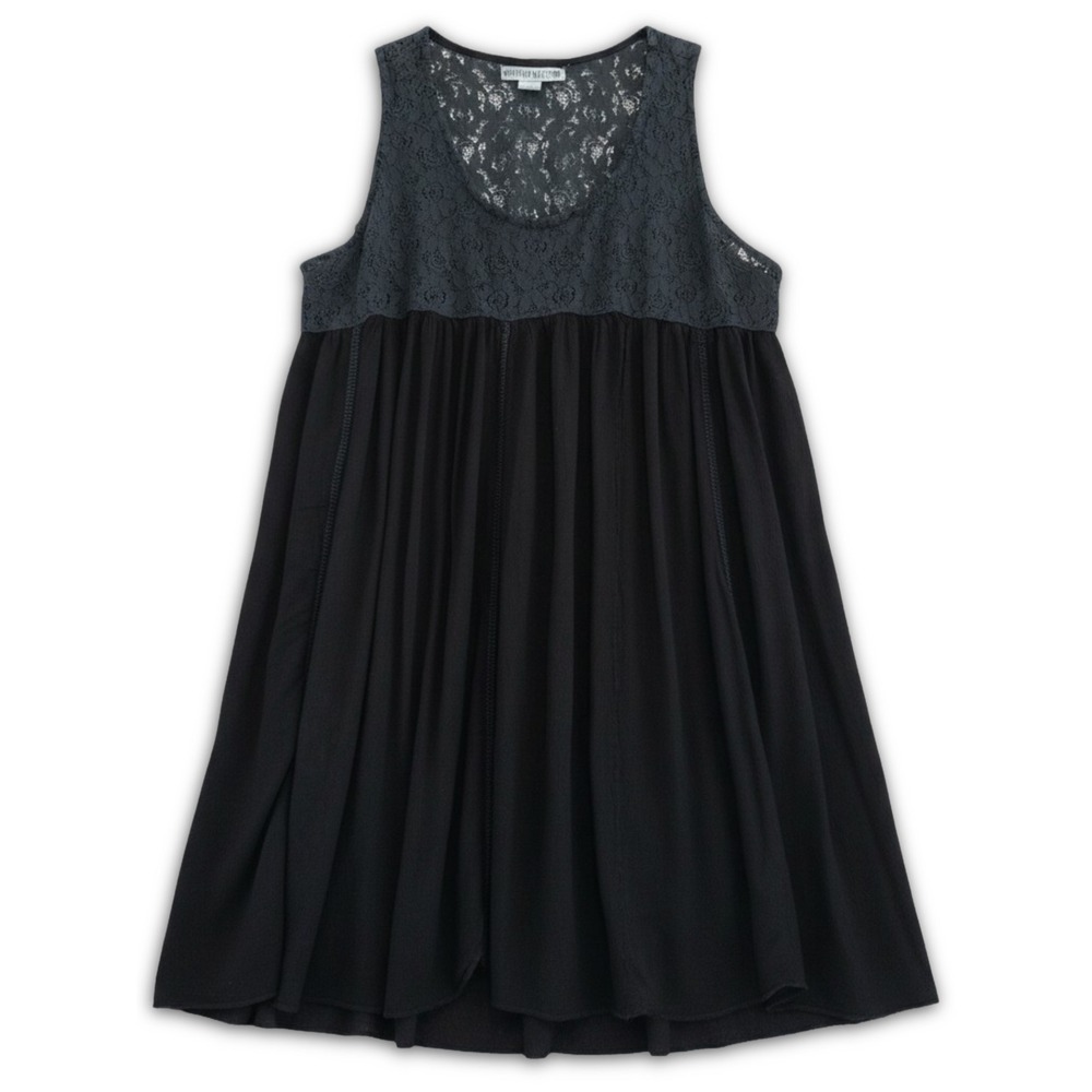 Beach by Exist Mini Dress Womens L Black Lace Raw Hem Thrashed Goth Distressed